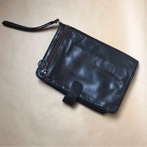 Longchamp Vintage Leather Fold Over Clutch
